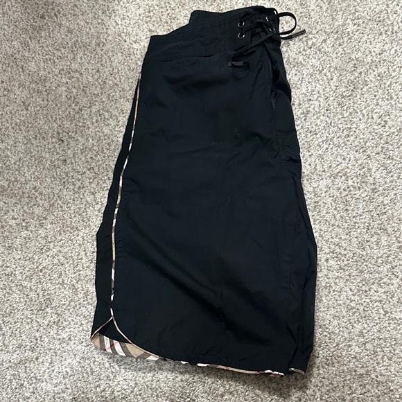Burberry Black Swim Shorts with Check Trim - Picture 2 of 4